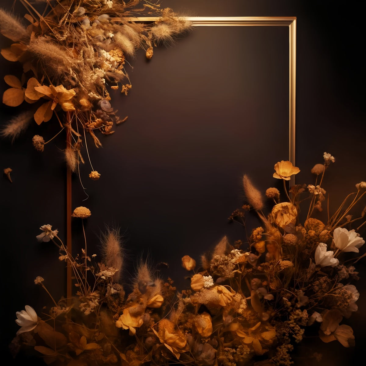 Abstract Backdrop Golden Frame Withered Flower Dance Backdrops LXX59-28