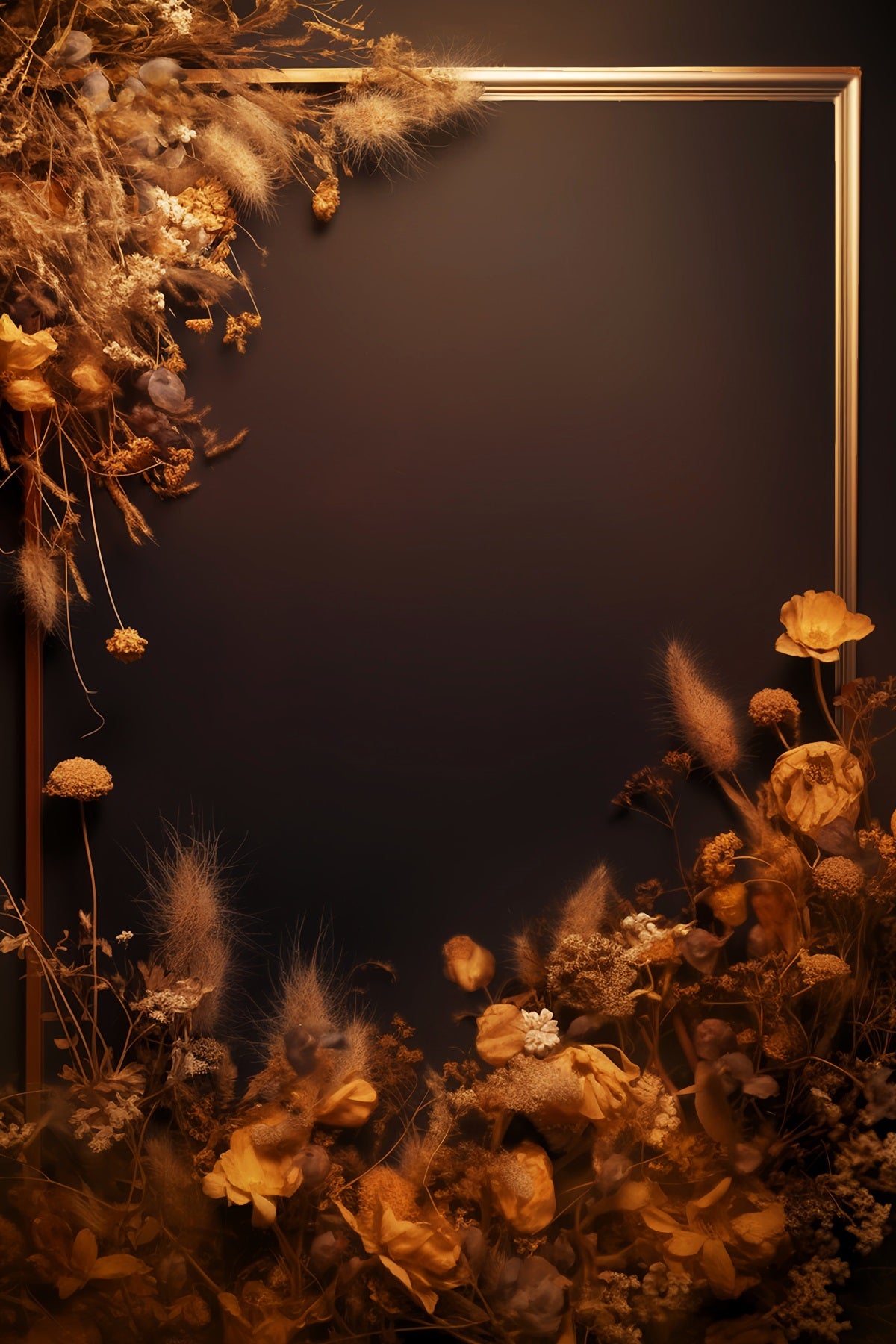 Abstract Backdrop Golden Frame Withered Flower Dance Backdrops LXX59-28