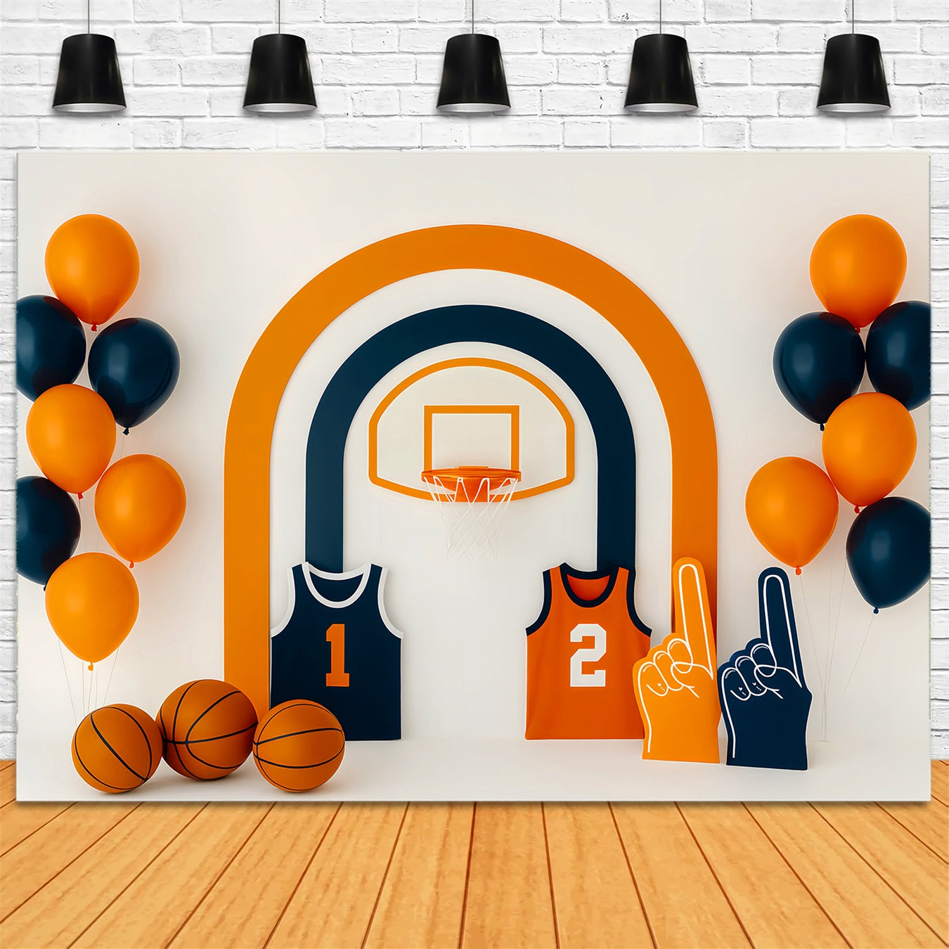 Sports Backdrop Orange Blue Basketball Display Basketball Backdrop LXX59-305
