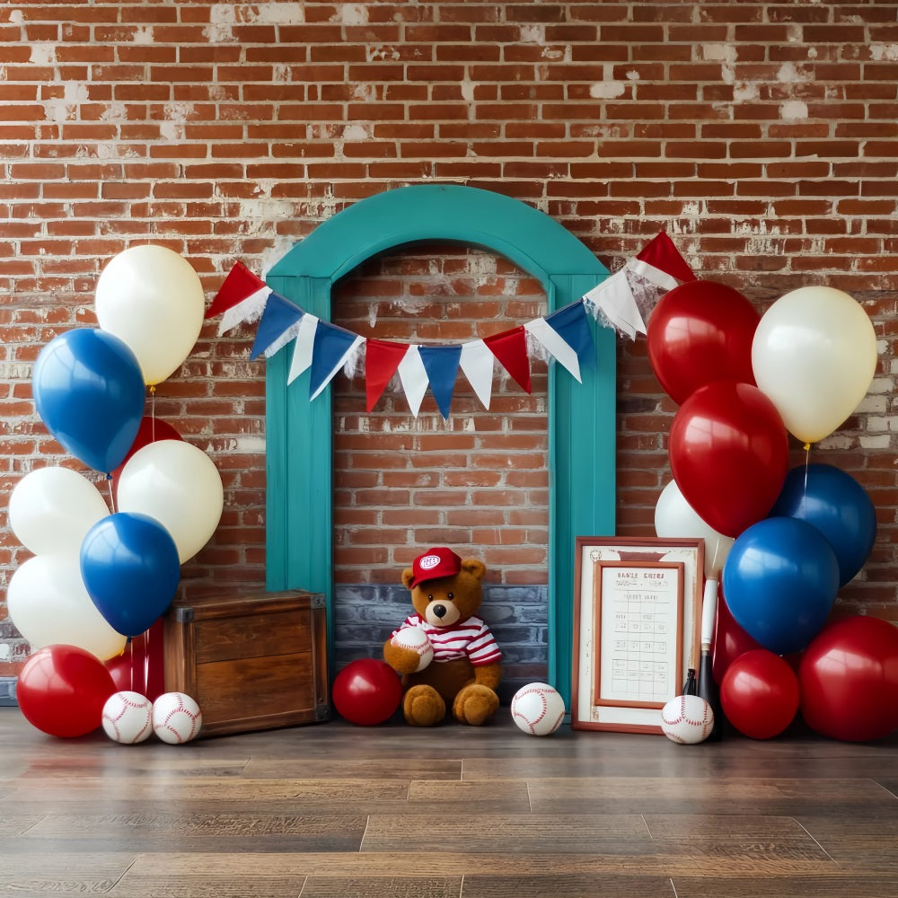 Basketball Backdrop Patriotic Baseball Teddy Display Sports Backdrop LXX59-314