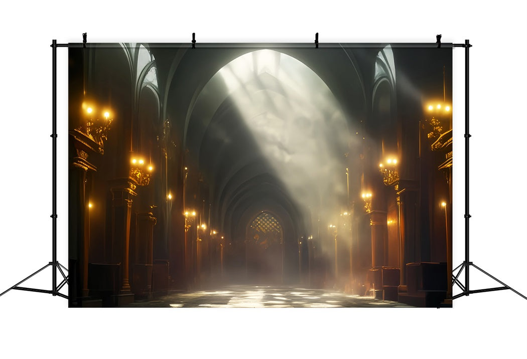 Dance Studio Backdrop Golden Light Cathedral Hall Dance Backdrop LXX59-6