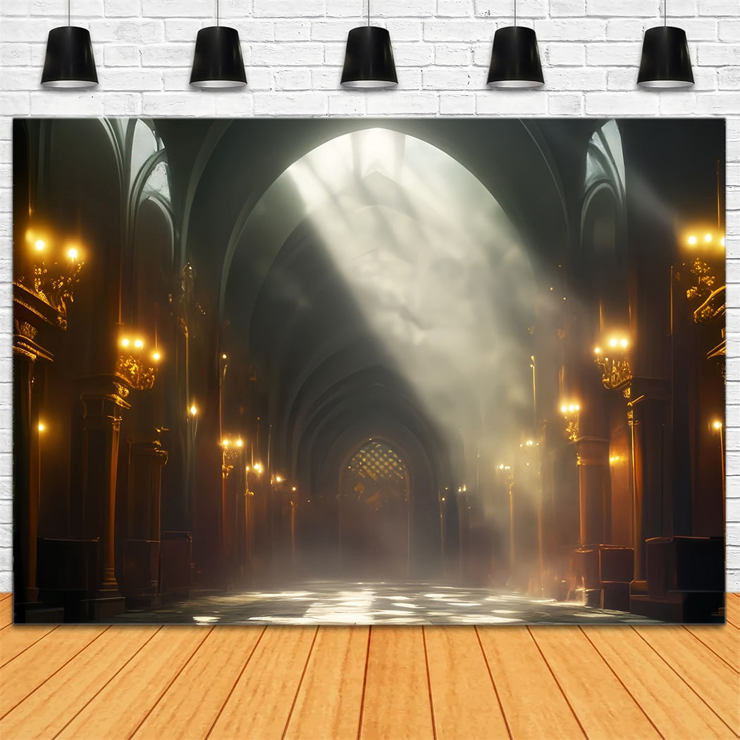 Dance Studio Backdrop Golden Light Cathedral Hall Dance Backdrop LXX59-6