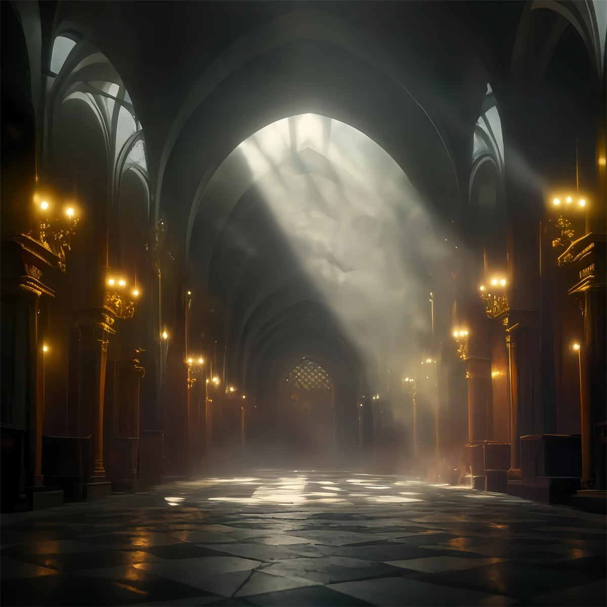 Dance Studio Backdrop Golden Light Cathedral Hall Dance Backdrop LXX59-6