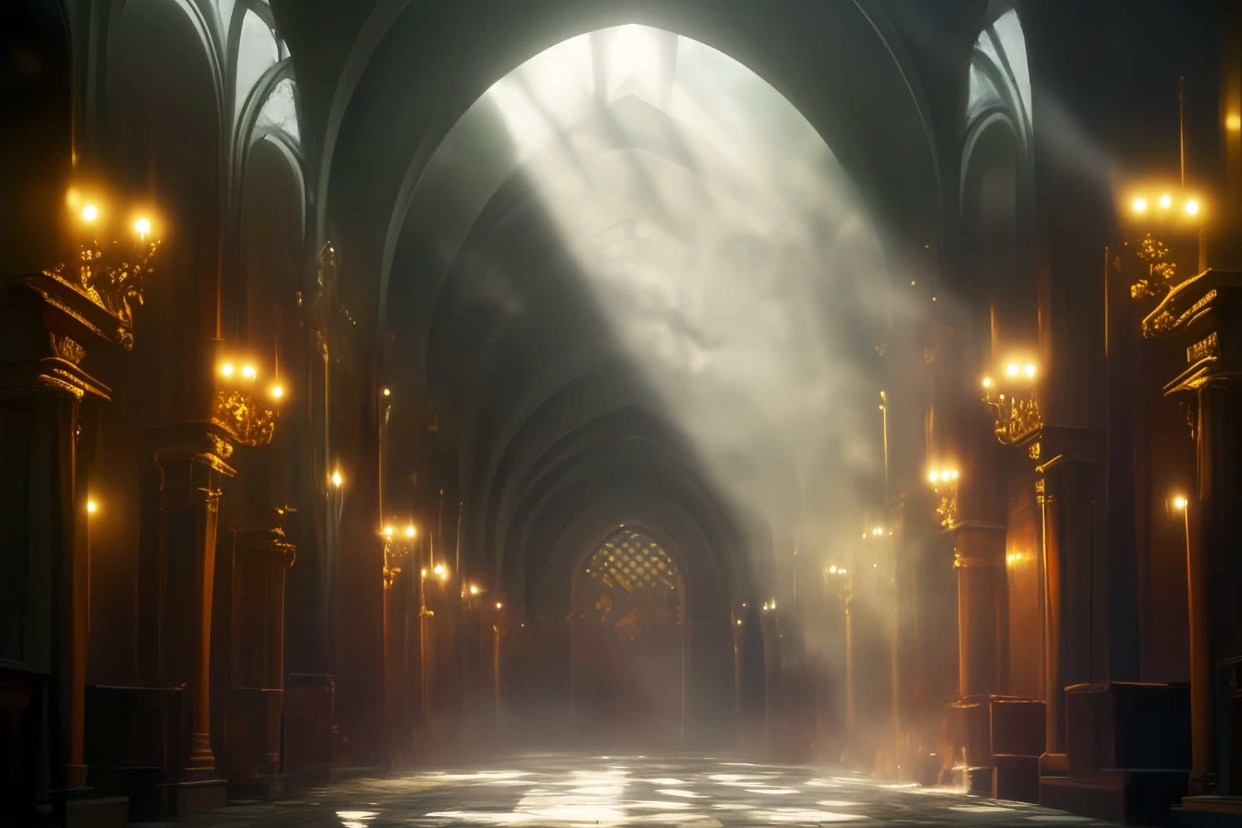 Dance Studio Backdrop Golden Light Cathedral Hall Dance Backdrop LXX59-6