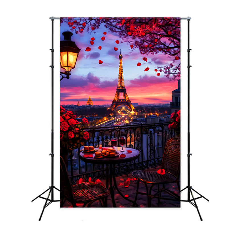 A Night in Paris Backdrop Romantic Balcony Sunset View Paris Backdrop LXX59-63