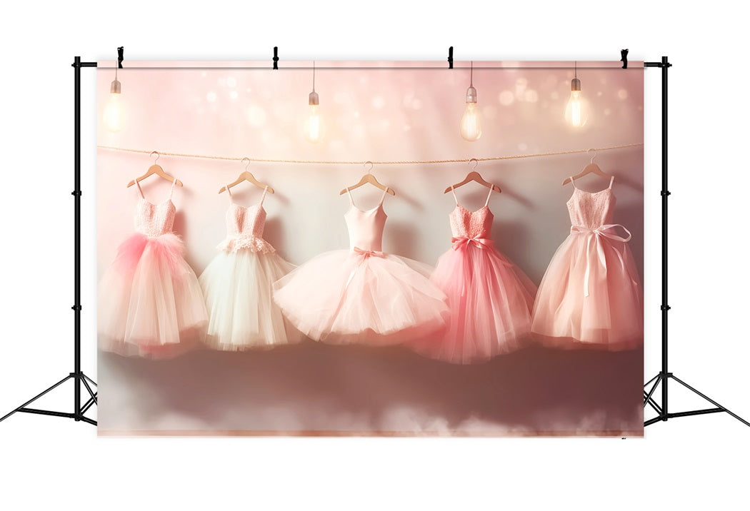 Dance Studio Backdrop Hanging Pink Ballet Dresses School Dance Backdrop LXX59-7