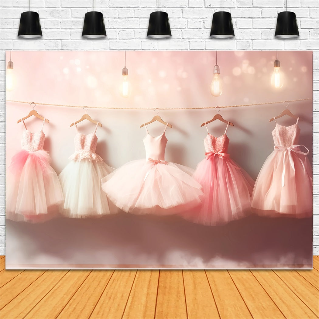 Dance Studio Backdrop Hanging Pink Ballet Dresses School Dance Backdrop LXX59-7