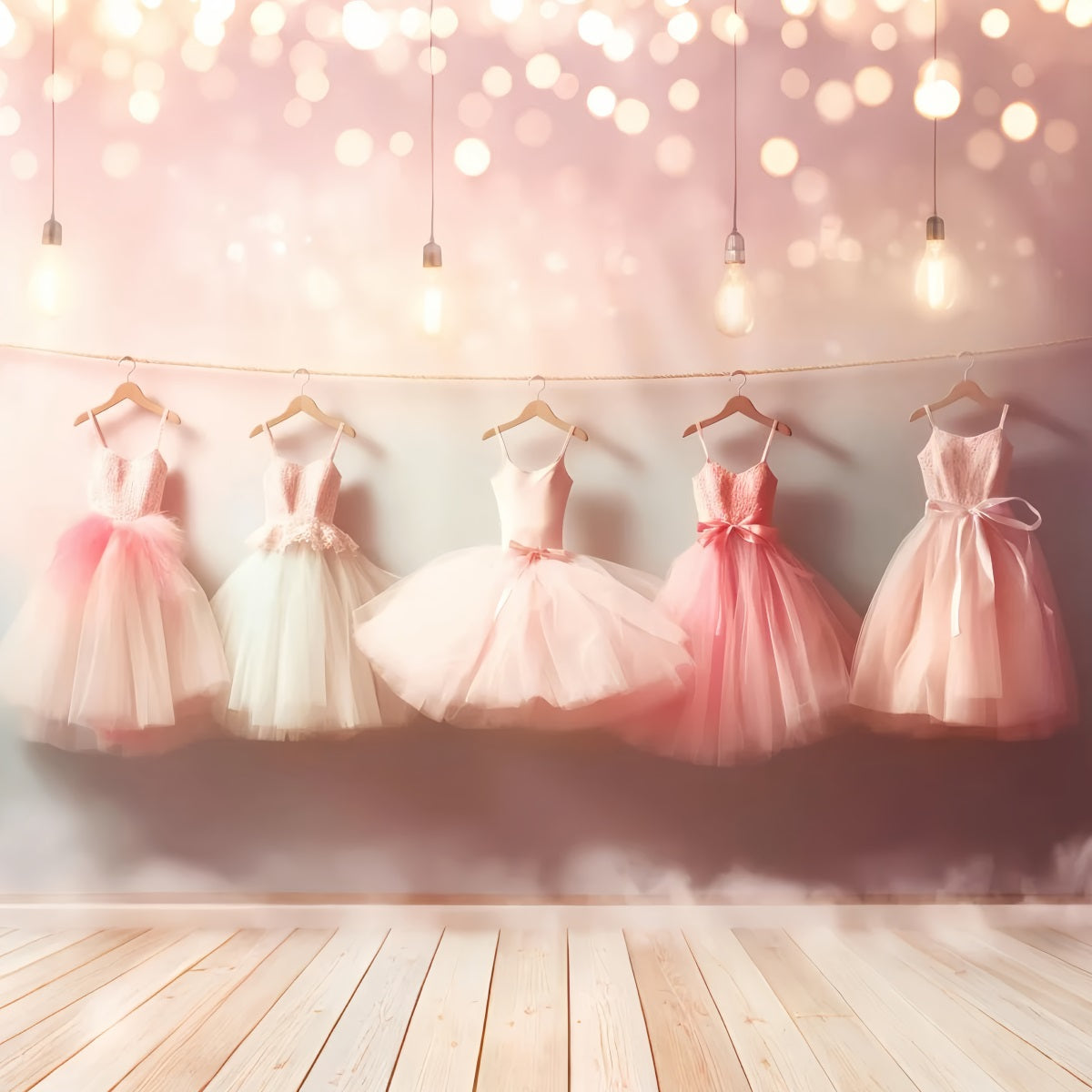 Dance Studio Backdrop Hanging Pink Ballet Dresses School Dance Backdrop LXX59-7
