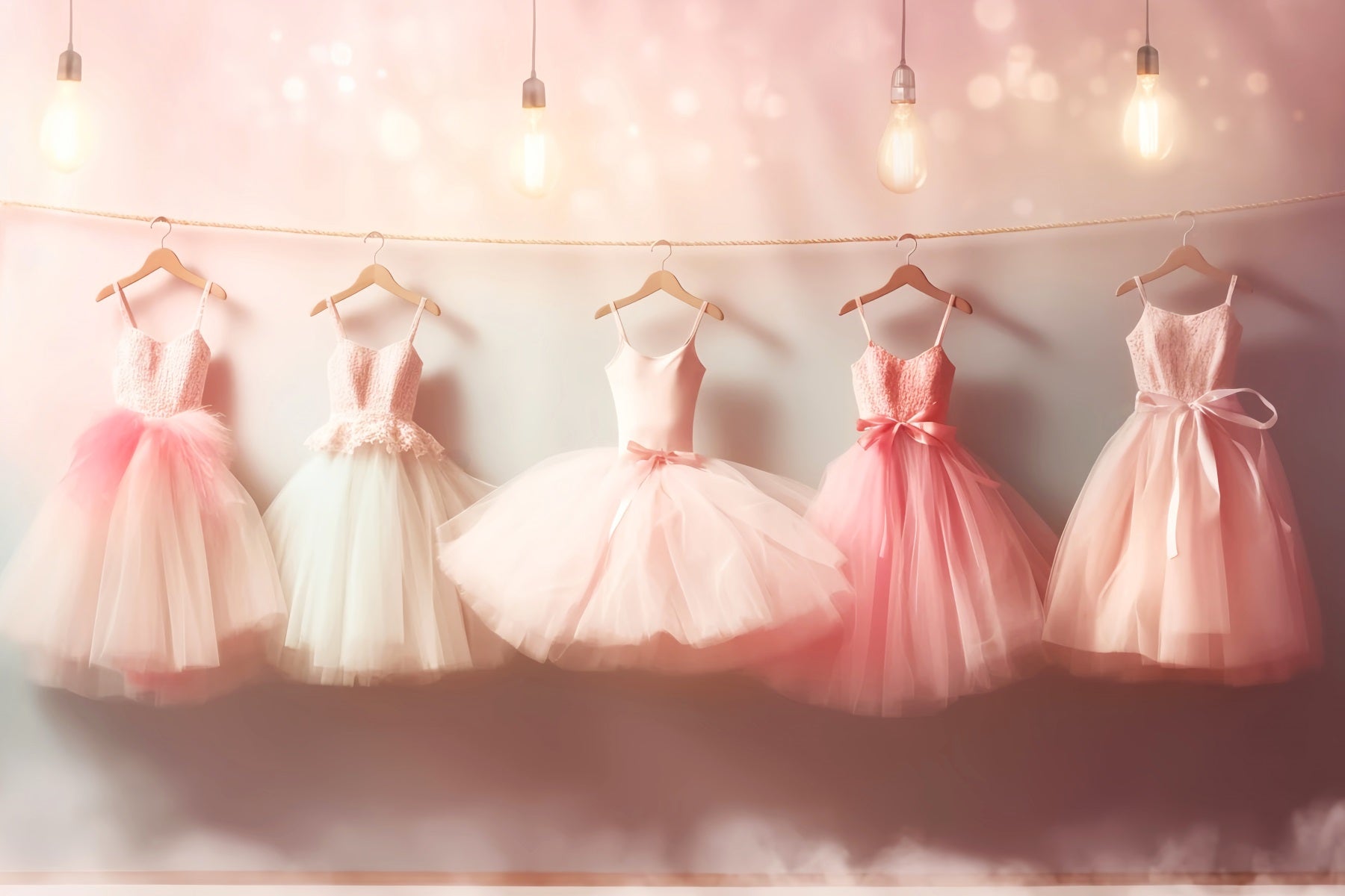 Dance Studio Backdrop Hanging Pink Ballet Dresses School Dance Backdrop LXX59-7