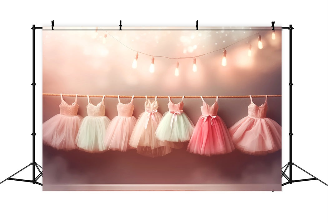 Dance Studio Backdrop Row Pastel Ballet Dresses Photography Dance Backdrop LXX59-8