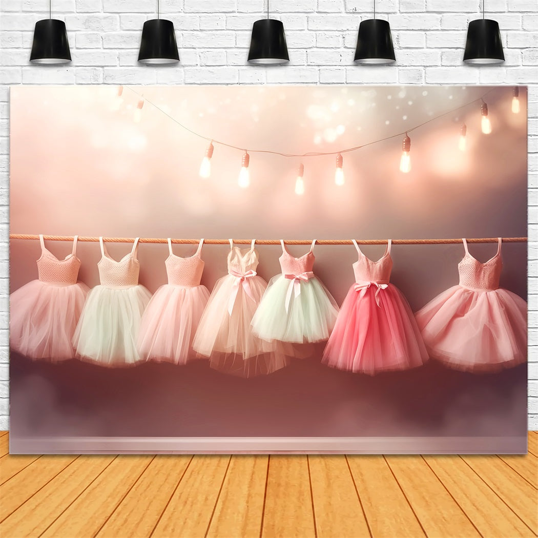 Dance Studio Backdrop Row Pastel Ballet Dresses Photography Dance Backdrop LXX59-8