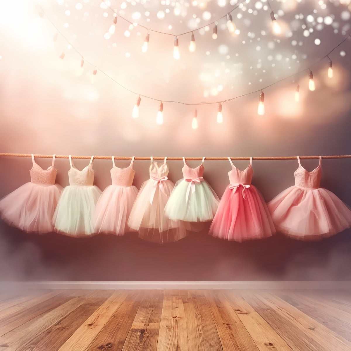 Dance Studio Backdrop Row Pastel Ballet Dresses Photography Dance Backdrop LXX59-8