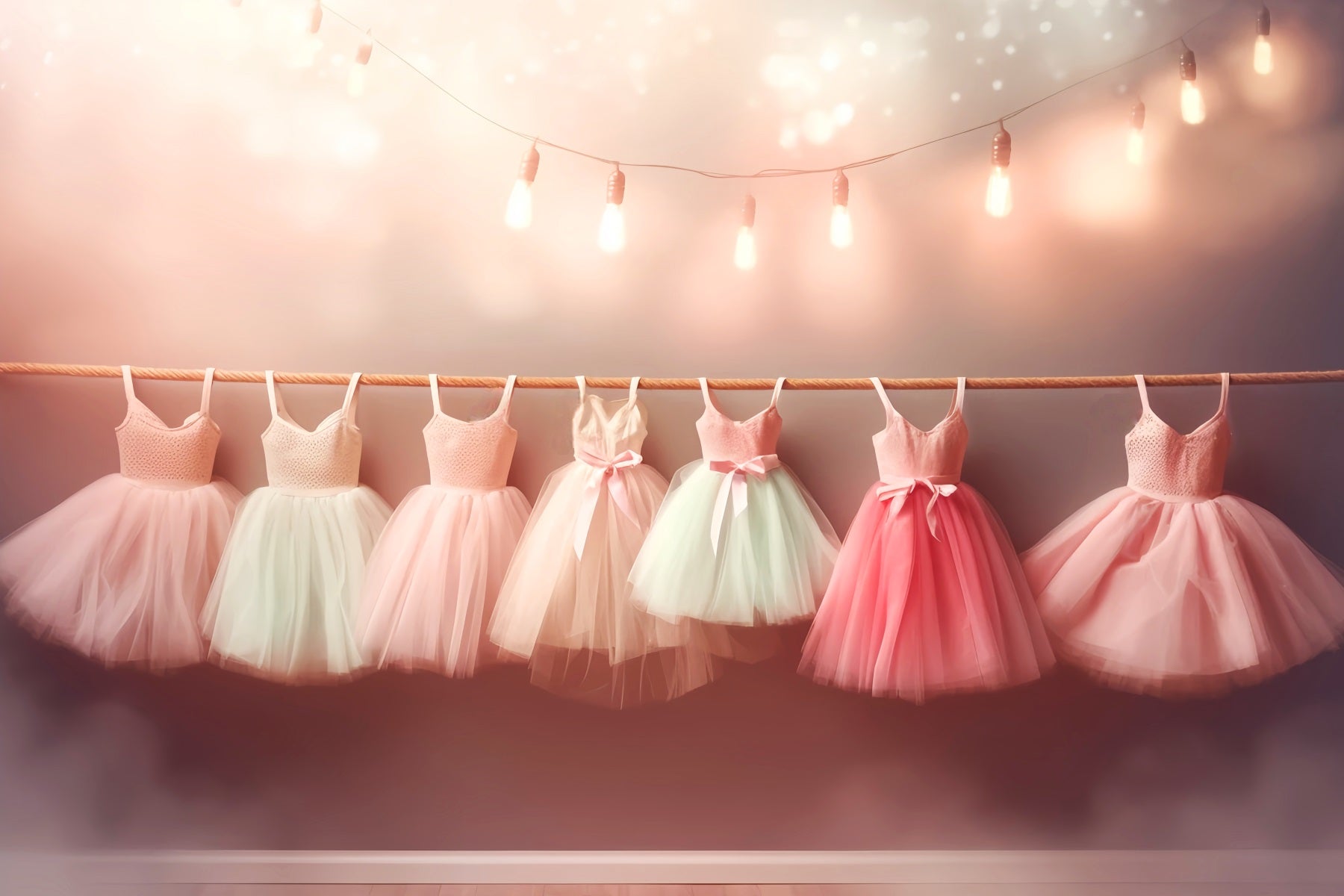 Dance Studio Backdrop Row Pastel Ballet Dresses Photography Dance Backdrop LXX59-8