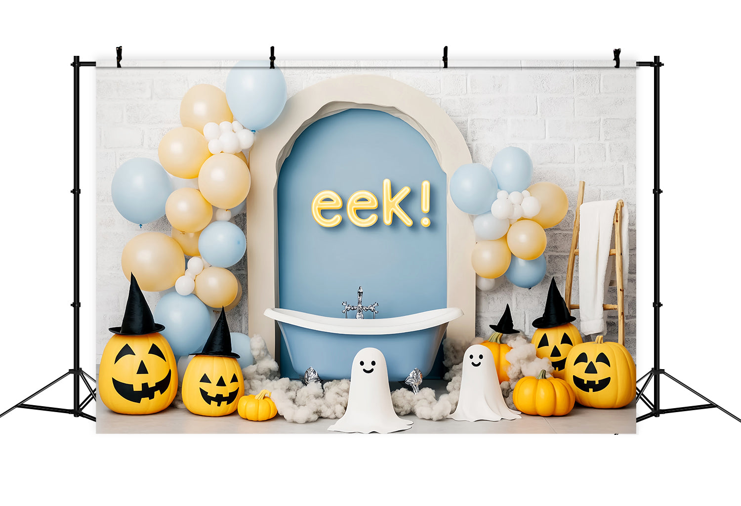 Halloween Ghost Backdrop Smiling Ghosts Balloons Bathtub Halloween Backdrops LXX59-87