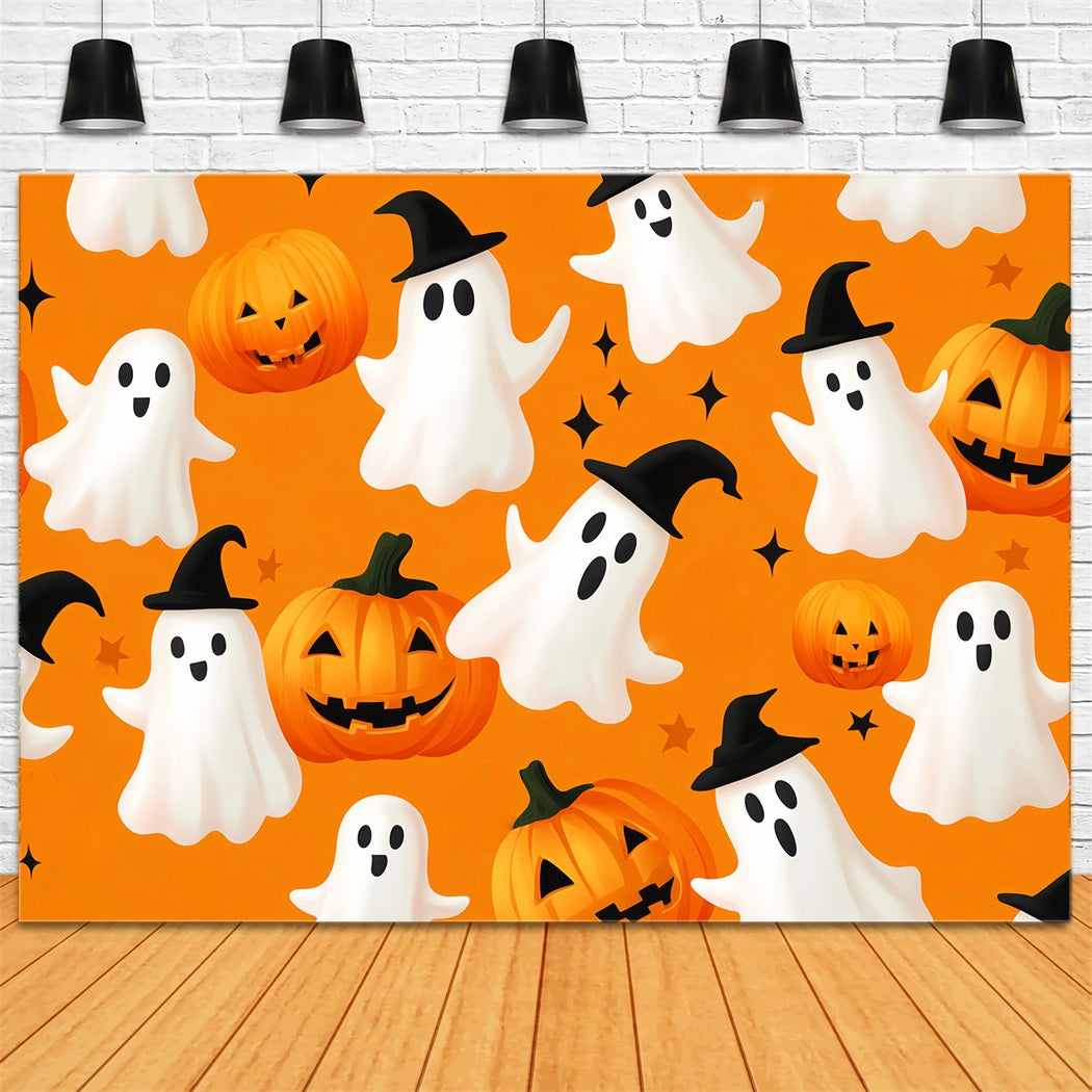 Ghost Backdrop Pumpkin Ghost Pattern Design Halloween Photo Backdrop LXX59-88