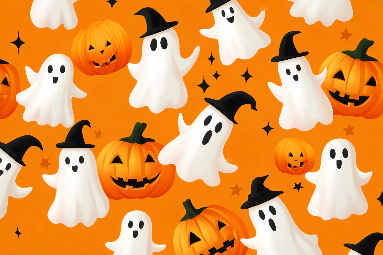 Ghost Backdrop Pumpkin Ghost Pattern Design Halloween Photo Backdrop LXX59-88