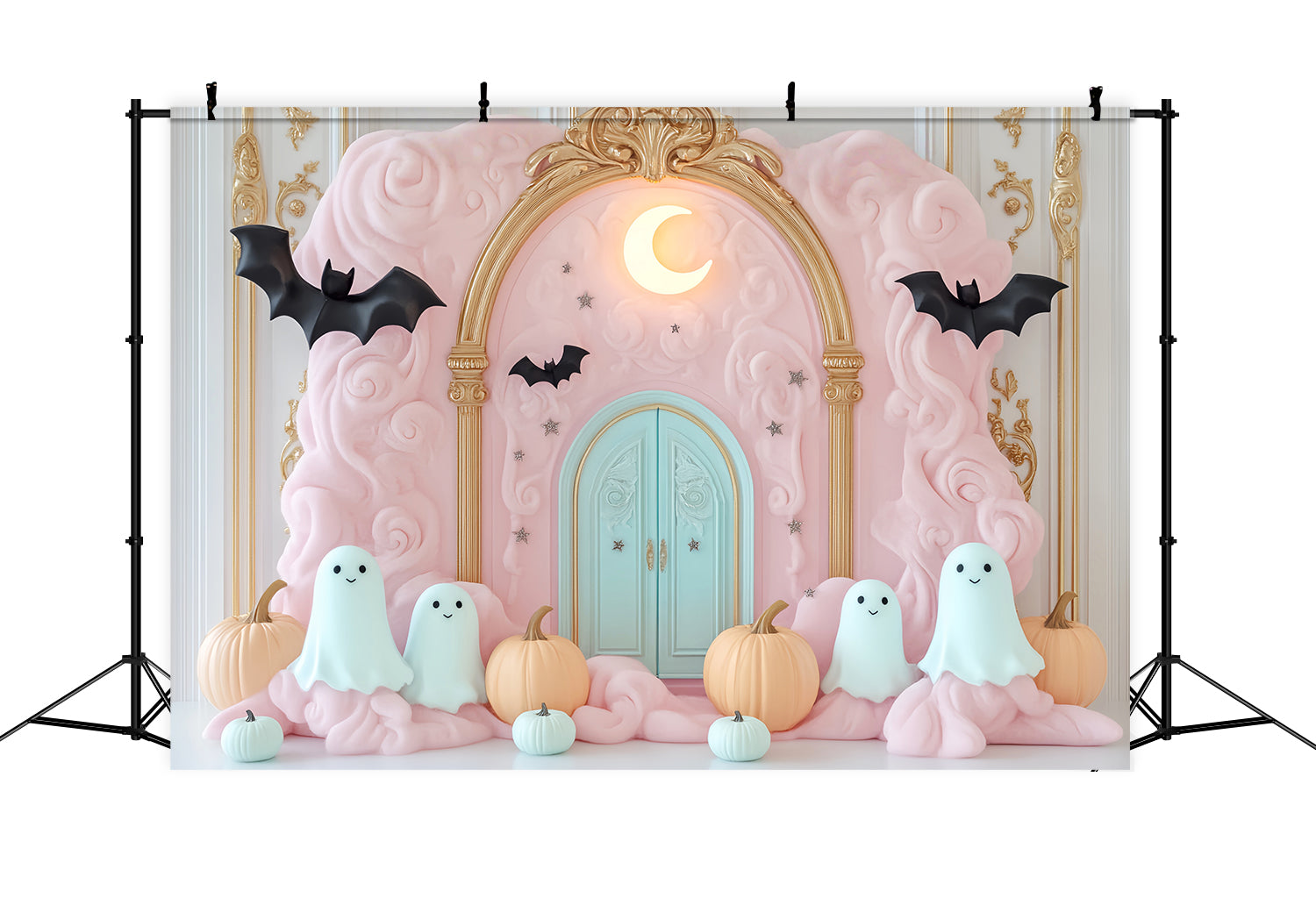 Halloween Ghost Backdrop Pink Cloud Ghost Entrance Halloween Backdrop Ideas LXX59-90