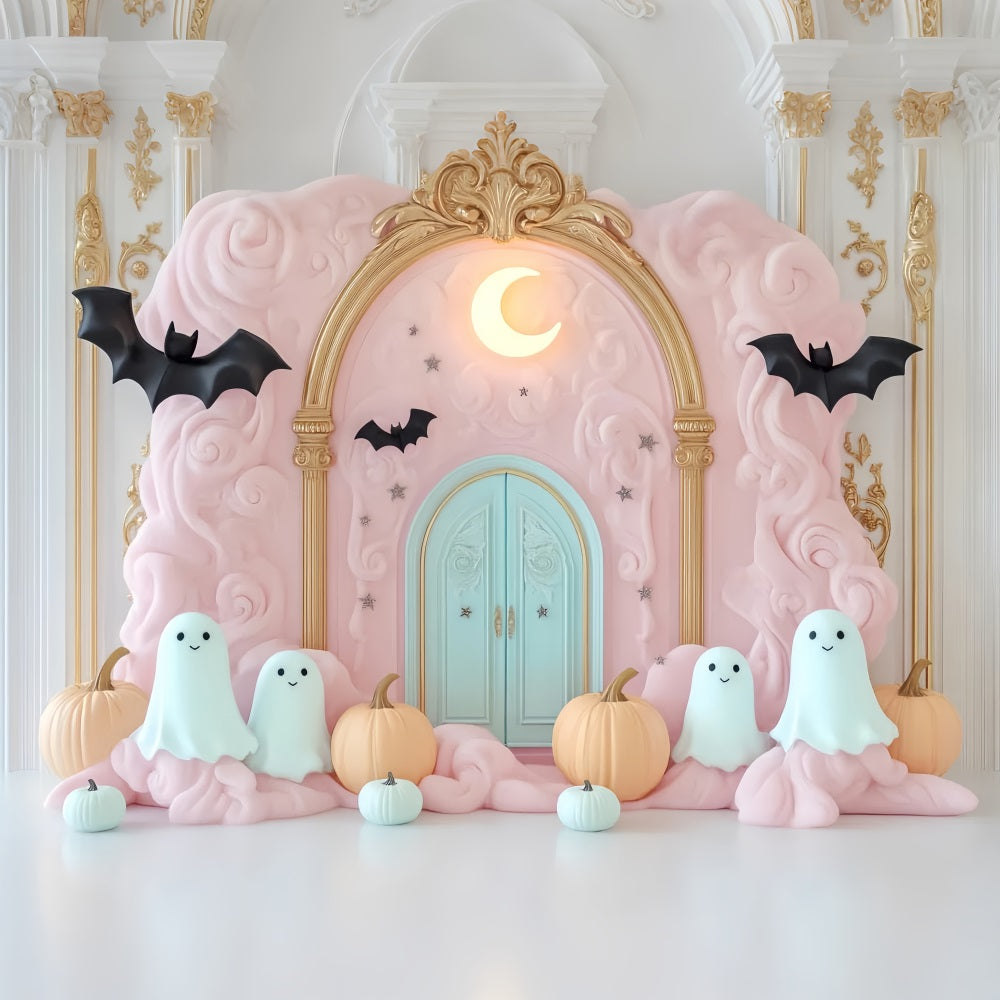 Halloween Ghost Backdrop Pink Cloud Ghost Entrance Halloween Backdrop Ideas LXX59-90