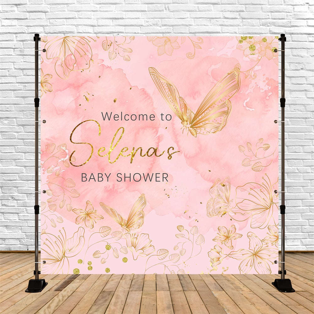Baby Shower Backdrop Blush Butterfly Elegance Customized Backdrop LXX6-10