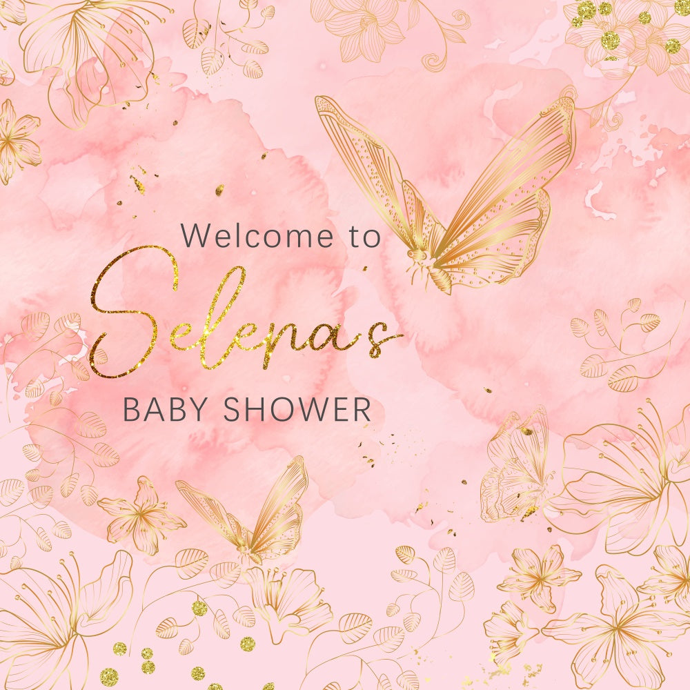 Baby Shower Backdrop Blush Butterfly Elegance Customized Backdrop LXX6-10