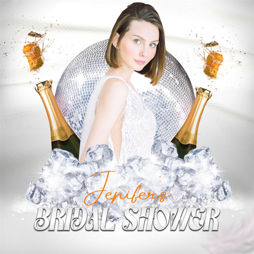 Bridal Shower Backdrops Disco Champagne Chill Personalized Backdrop LXX6-114