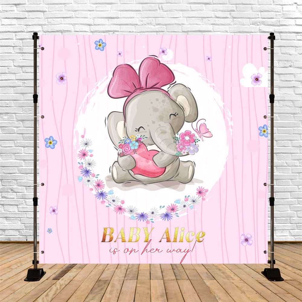 Backdrops For Baby Shower Flower Baby Elephant Custom Backdrop LXX6-13