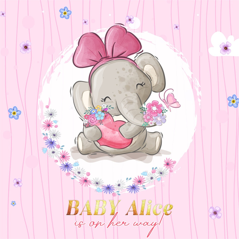 Backdrops For Baby Shower Flower Baby Elephant Custom Backdrop LXX6-13