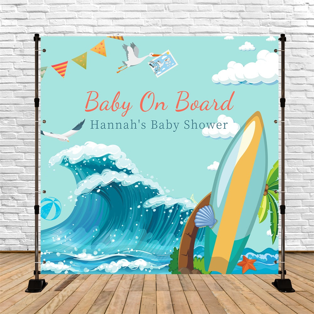 Baby Shower Backdrop Tropical Ocean Adventure Personalized Backdrop LXX6-14