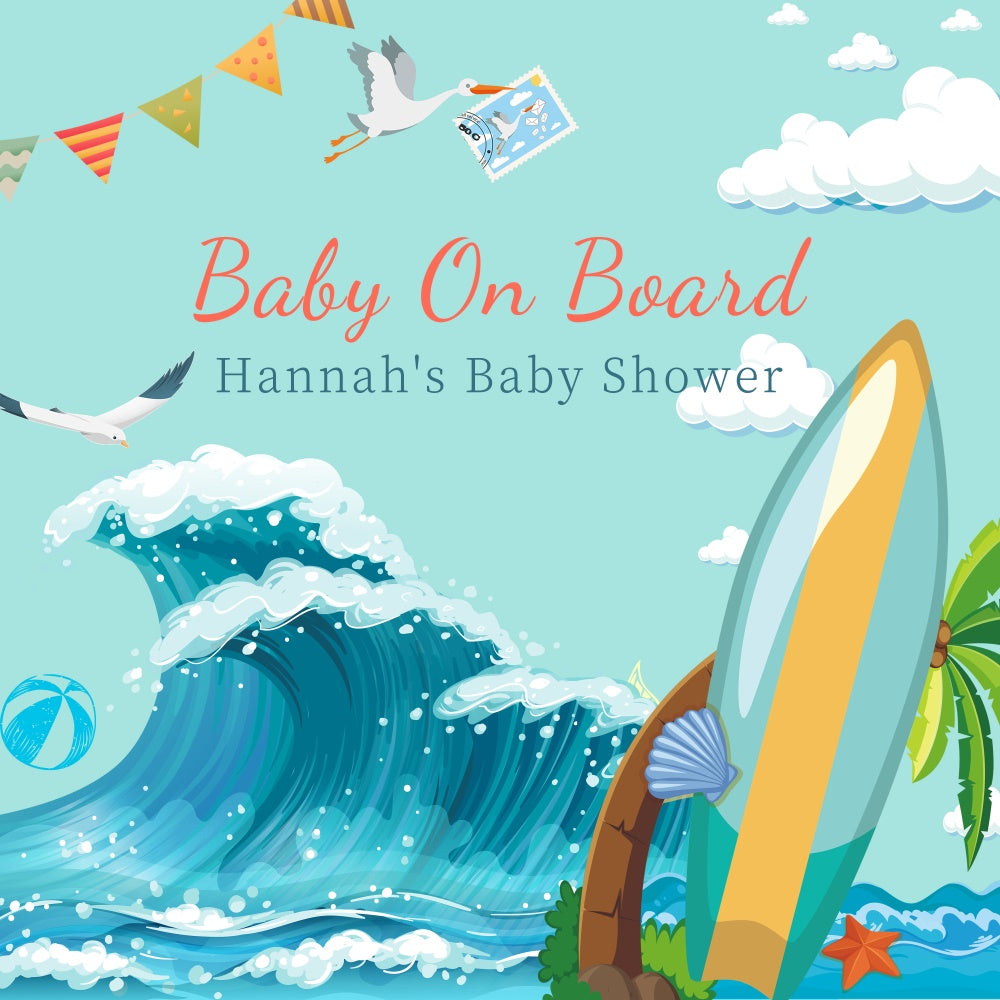 Baby Shower Backdrop Tropical Ocean Adventure Personalized Backdrop LXX6-14