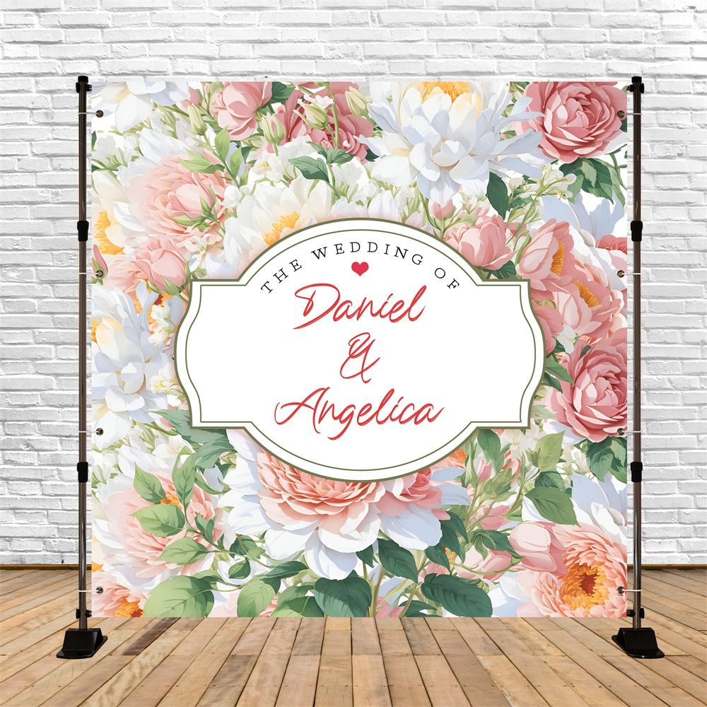 Personalized Backdrop For Wedding Lush Floral Harmony Backdrop LXX6-145