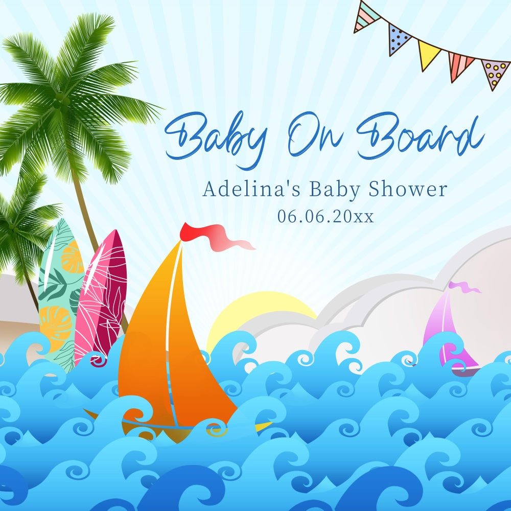Baby Shower Photo Backdrop Summer Voyage Party Customized Backdrop LXX6-15