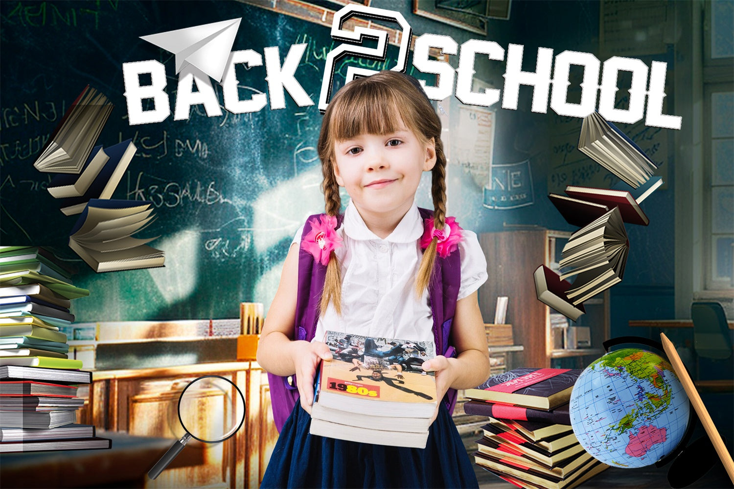 School Classroom Backdrop Vintage Class Vibes Custom Backdrop LXX6-17