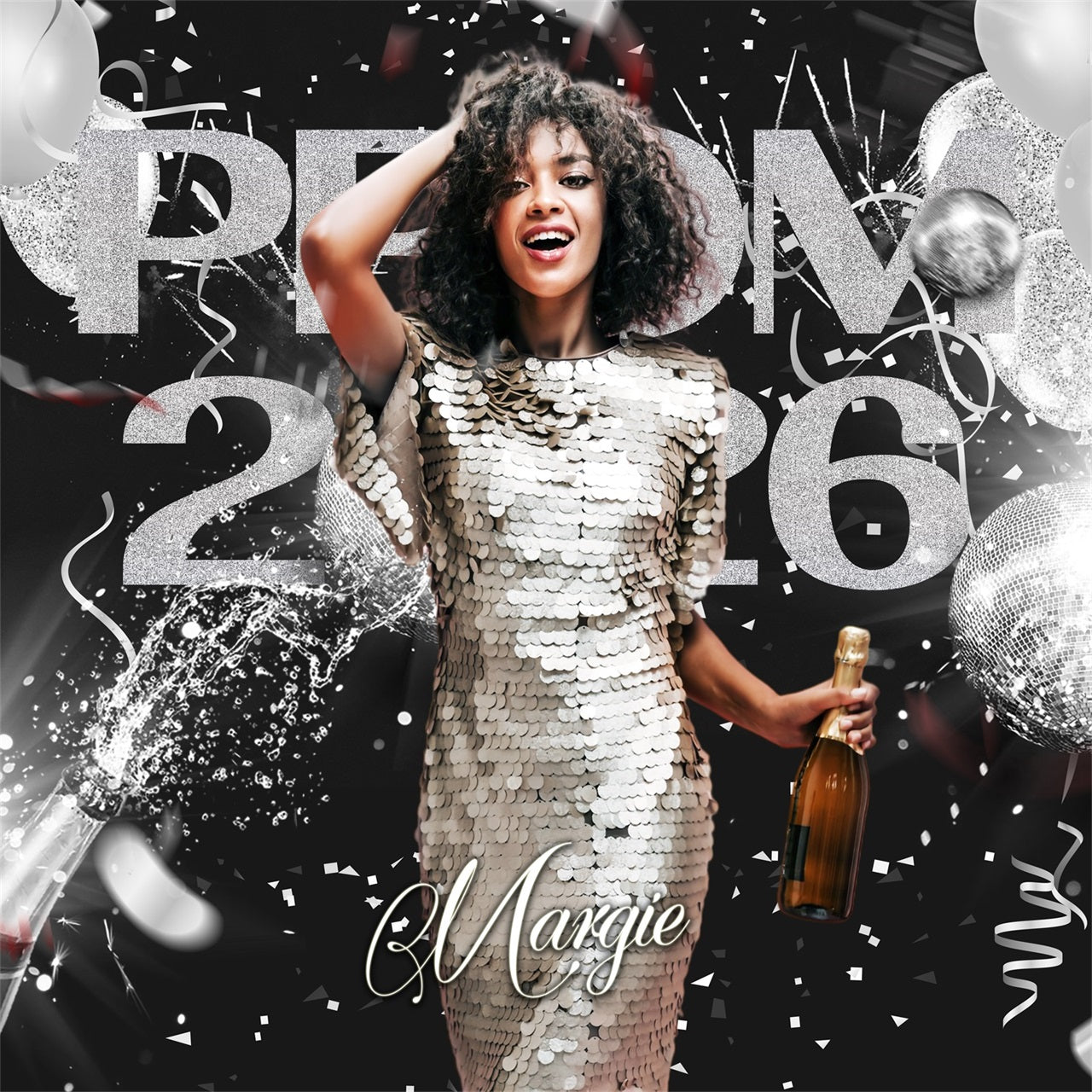Prom Backdrops Silver Confetti Personalized Party Graduation Backdrop LXX6-179