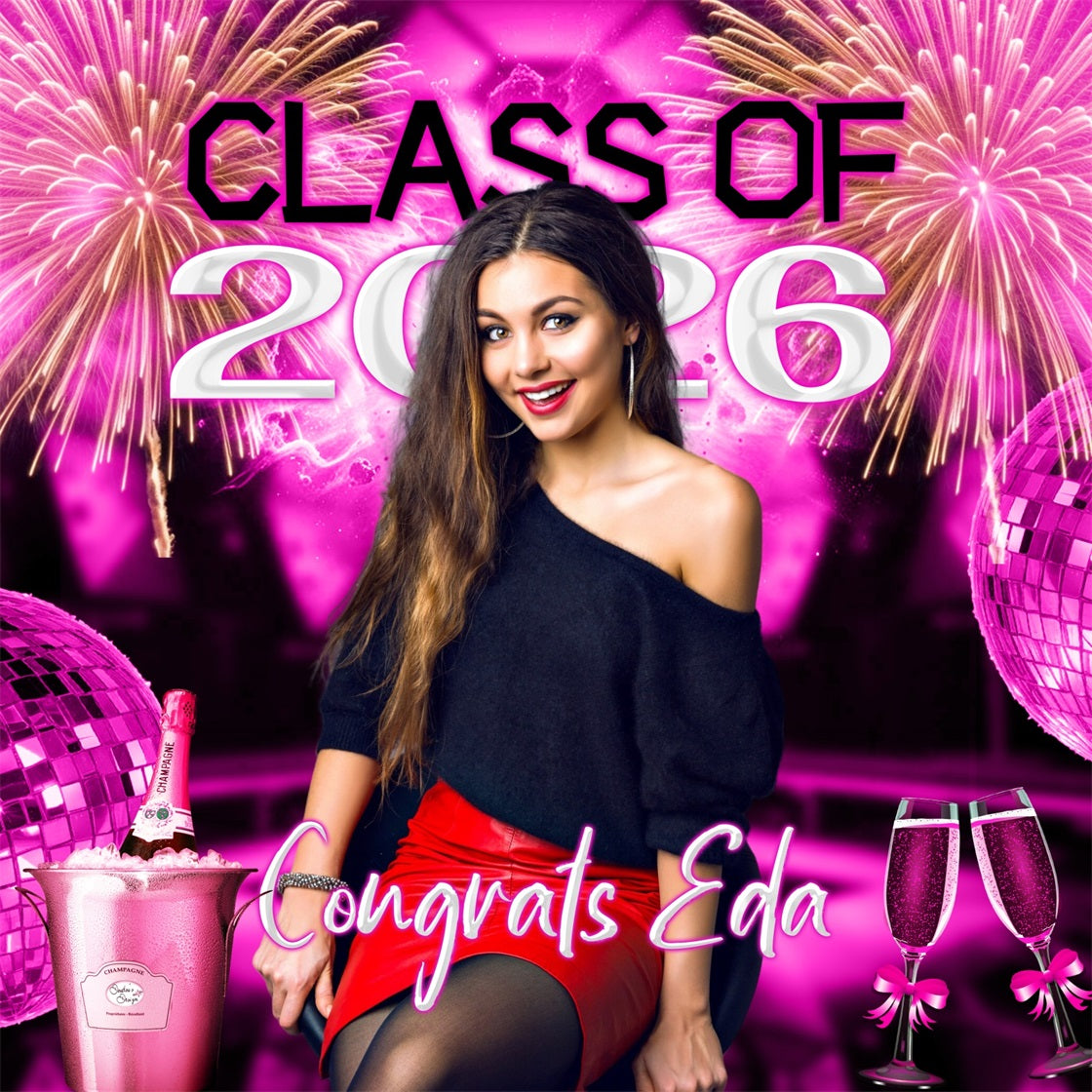 Prom Backdrop Pink Champagne Firework Custom Party Graduation Backdrop LXX6-187