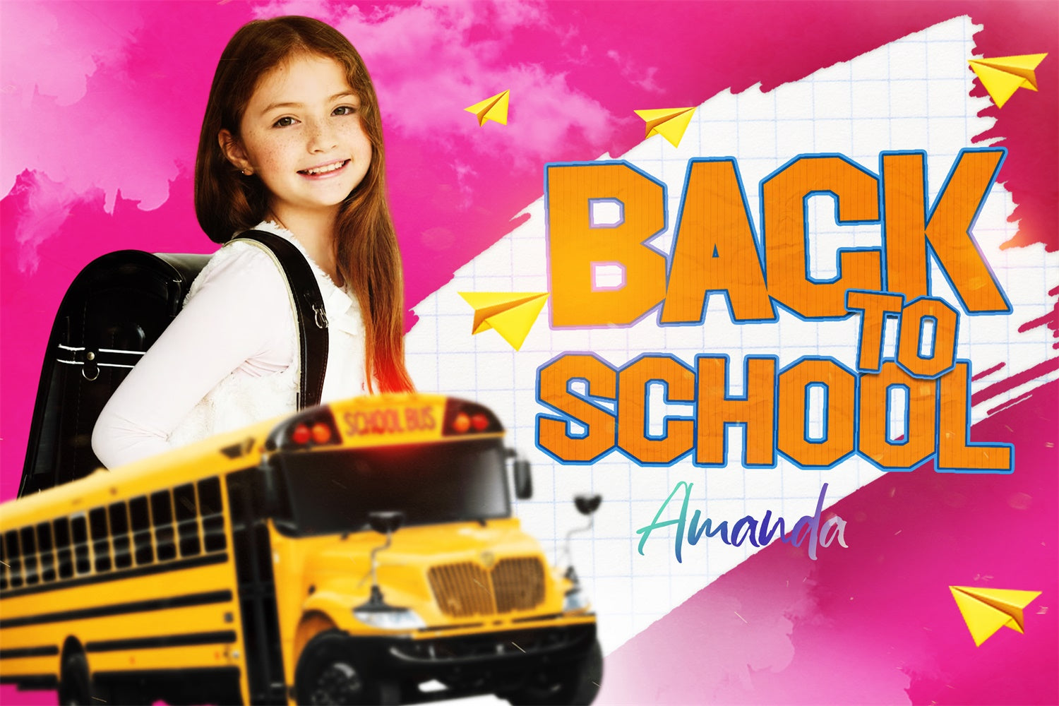 School Photo Backdrop School Bus Adventures Customized Backdrop LXX6-21