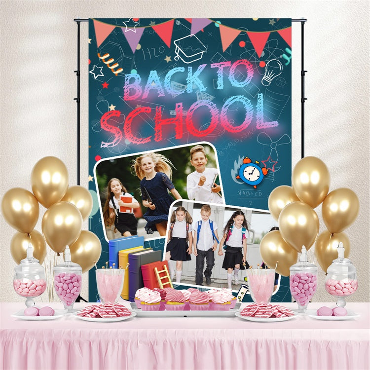 Back To School Photo Backdrop Scribbles Books Custom Backdrop LXX6-23