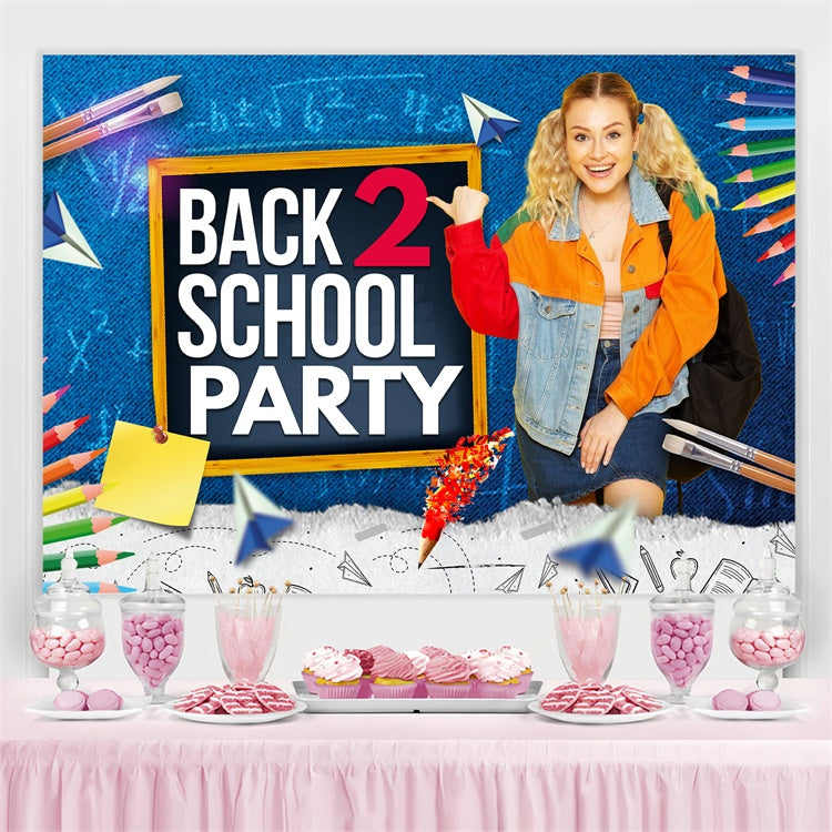 Back To School Backdrops Pencils Denim Fun Customized Backdrop LXX6-30