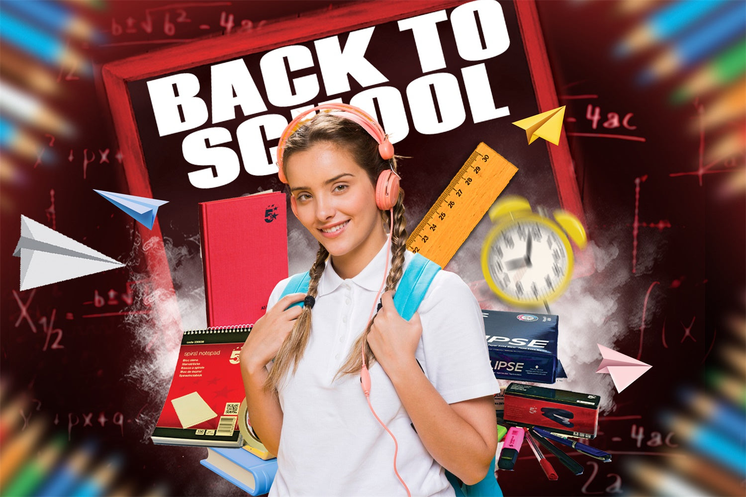 Back To School Photo Backdrop Math Class Mood Custom Backdrop LXX6-31