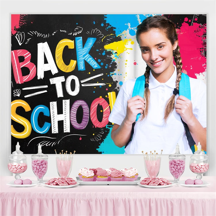 Back To School Photo Backdrop Doodle Art Customized Backdrop LXX6-39