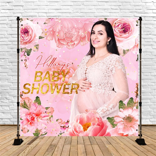Baby In Bloom Backdrop Pink Dream Flowers Personalized Backdrop LXX6-4