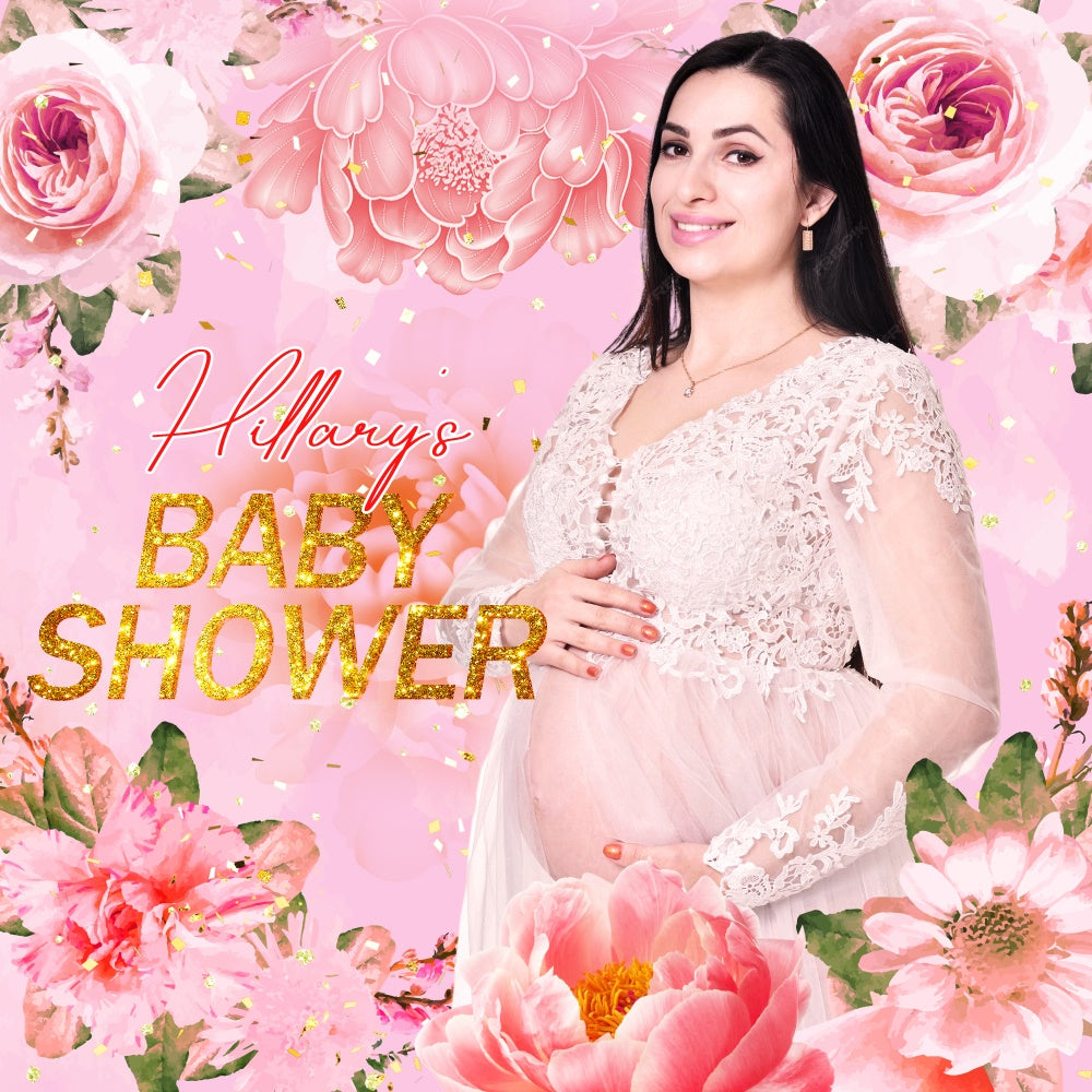 Baby In Bloom Backdrop Pink Dream Flowers Personalized Backdrop LXX6-4