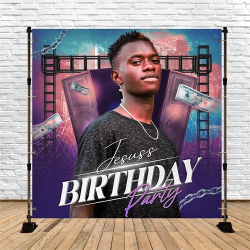 Personalized Birthday Backdrops Hip-Hop Star Party Backdrop LXX6-43