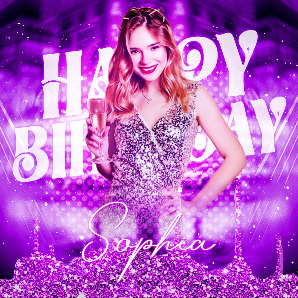 Birthday Party Backdrop Purple Sparkle Queen Custom Backdrop LXX6-86