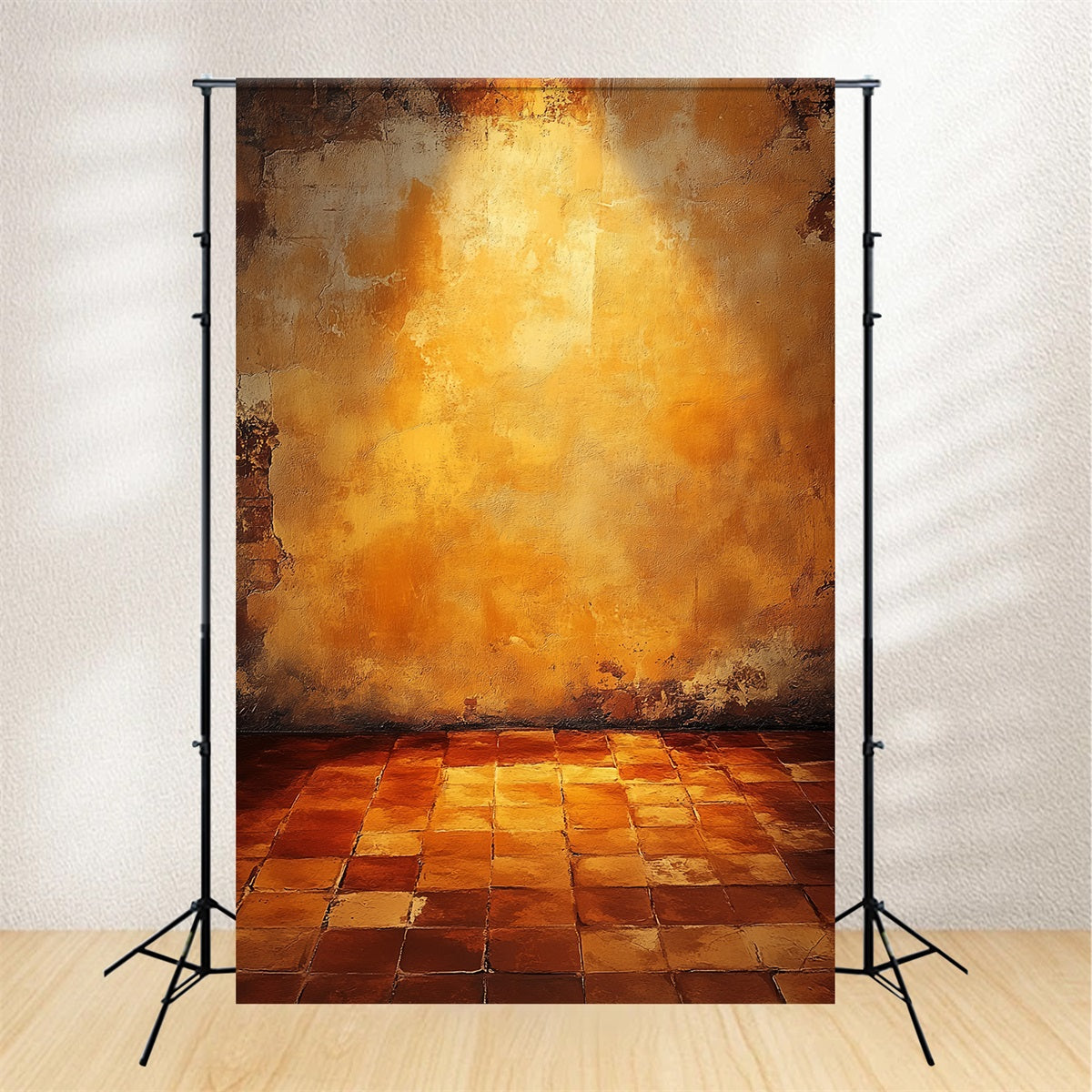 Portrait Photography Backdrop Warm Ochre Tile Wall Concrete Backdrop LXX61-12