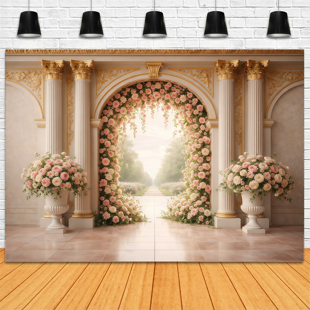 Spring Floral Backdrop Rose Arch Palace Hall Floral Backdrop Design LXX61-200