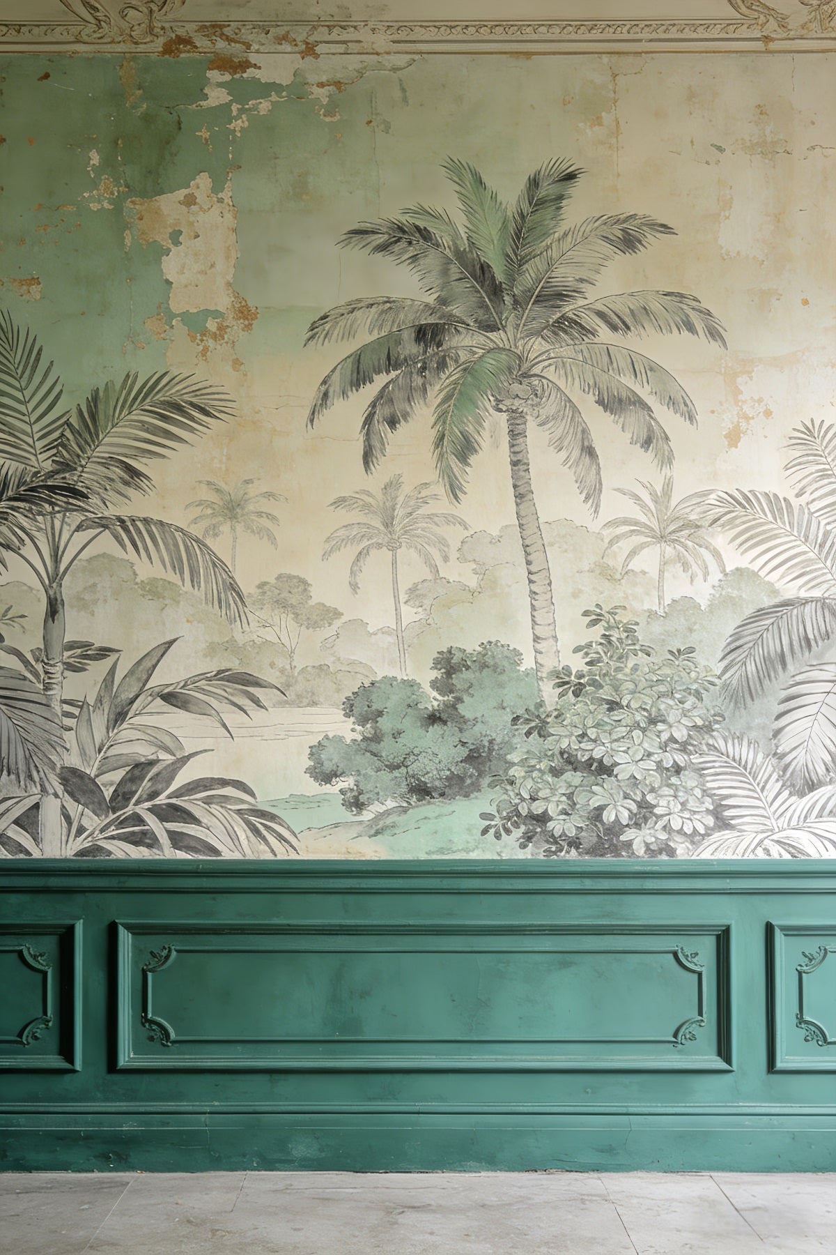 Portrait Backdrop Ideas Vintage Palm Mural Elegance Family Portrait Backdrop LXX61-21