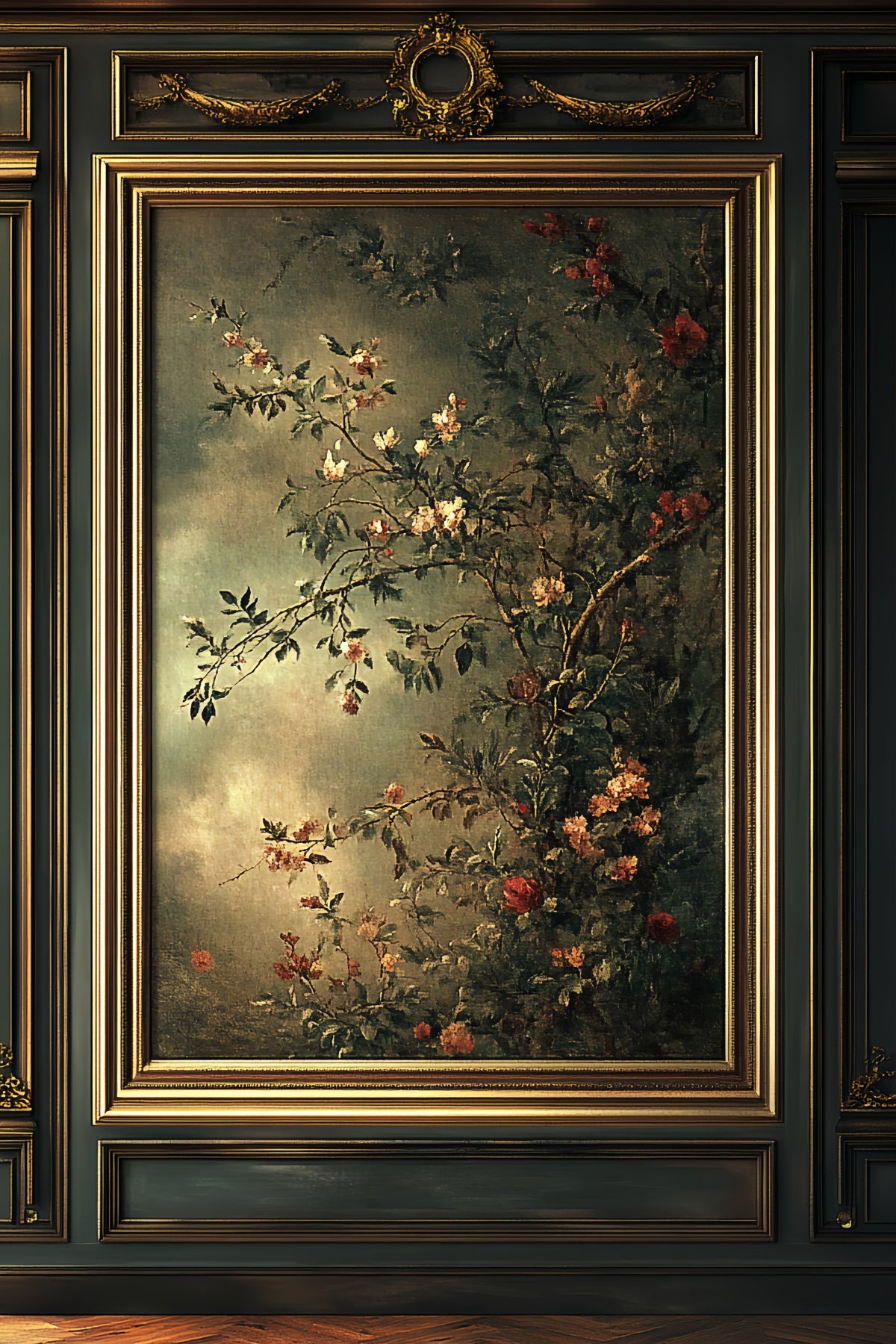Family Portrait Backdrop Classic Framed Floral Painting Studio Portrait Backdrops LXX61-32