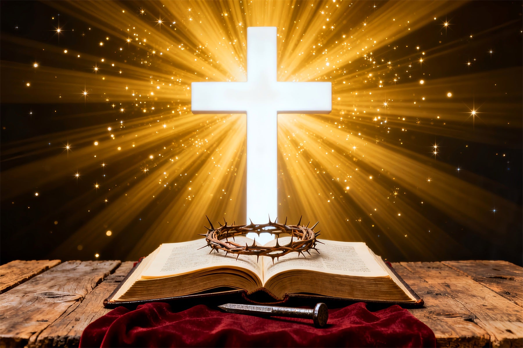 Christian Easter Photo Backdrops Radiant Cross Holy Scripture Photography Easter Backdrop Ideas LXX61-87