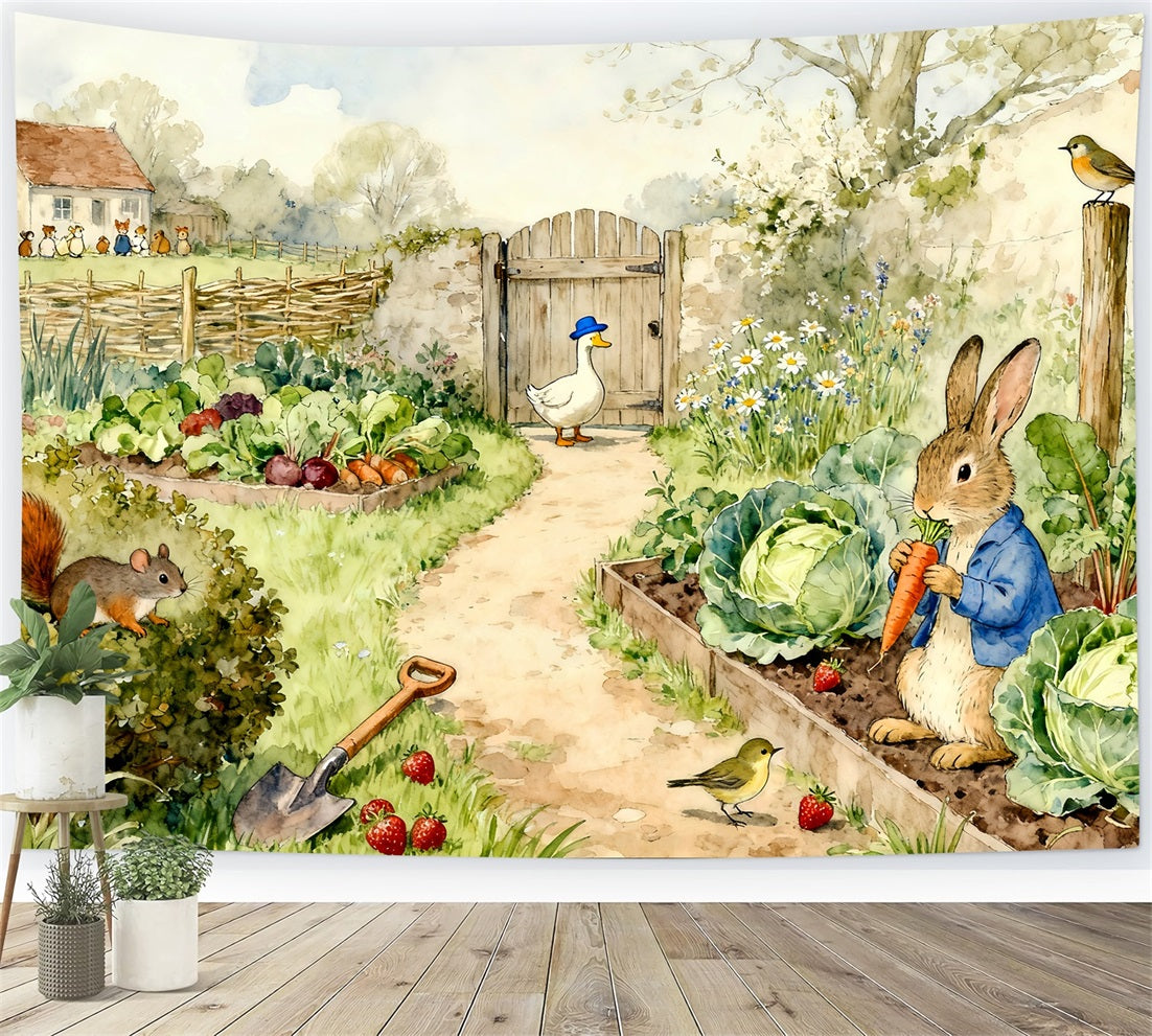 Peter Rabbit Photography Backdrop Storybook Garden Bunny Harvest Easter Backdrop Photo LXX61-90