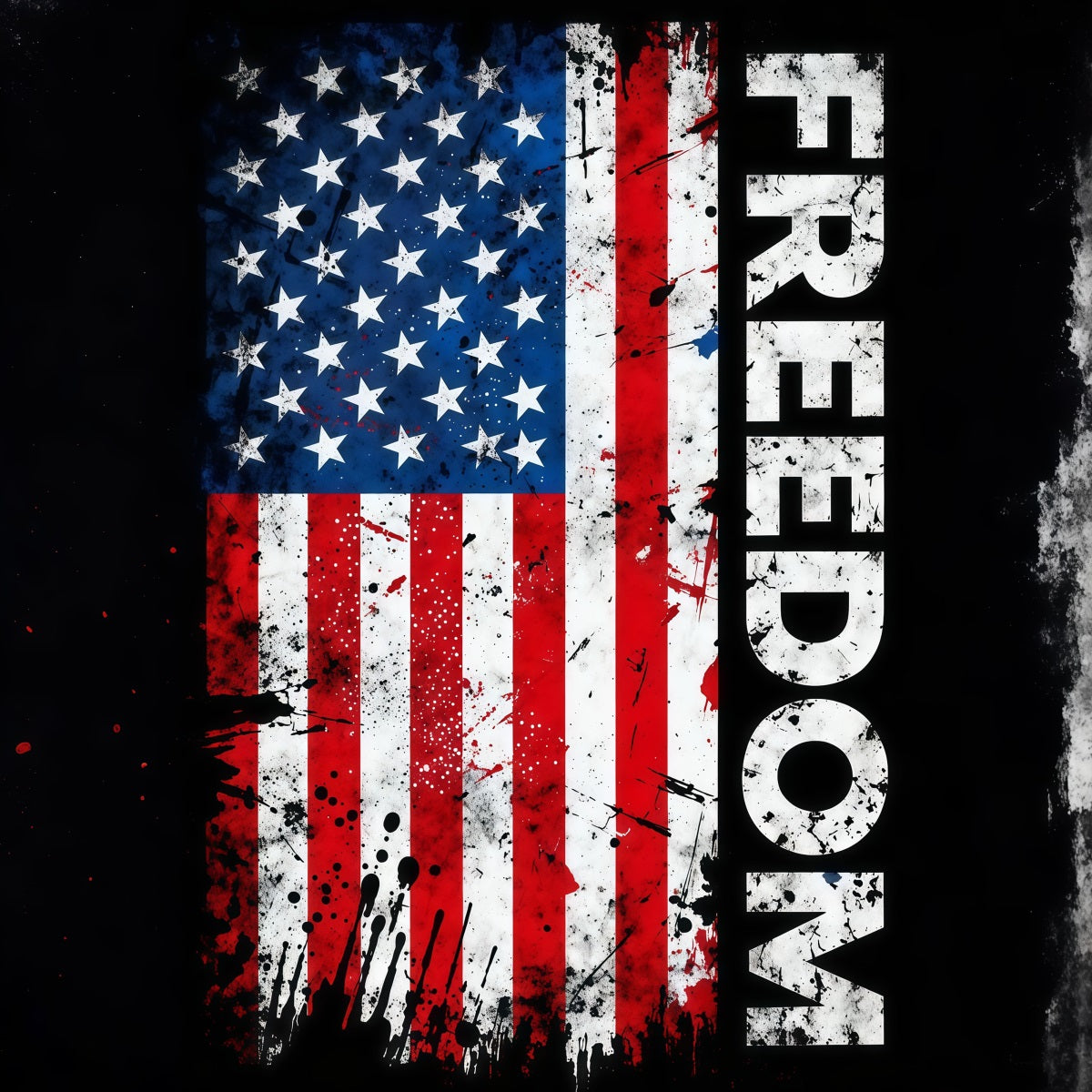 US Flag Photo Backdrop Grunge Typography Texture Independence Day Backdrops LXX62-10
